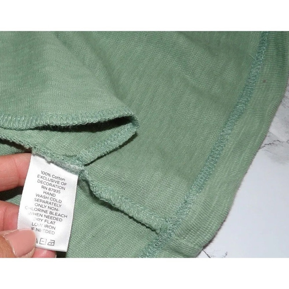 LOGO BY LORI GOLDSTEIN Green Open Light Cardigan Cotton Knit Embroidery‎ Size L - Picture 7 of 9